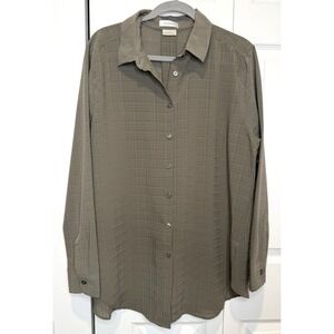 VanHeusen Womens Sheer Button Up Top Shirt Size XL Goblincore Fairy Grunge Indie